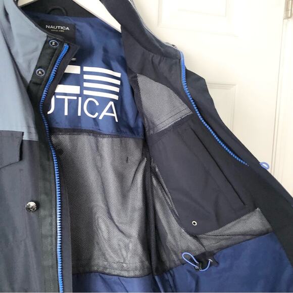 Nautica Men’s Blue Colorblock High Windbreaker Anorak Zip Up Jacket NWT Small - Picture 11 of 13